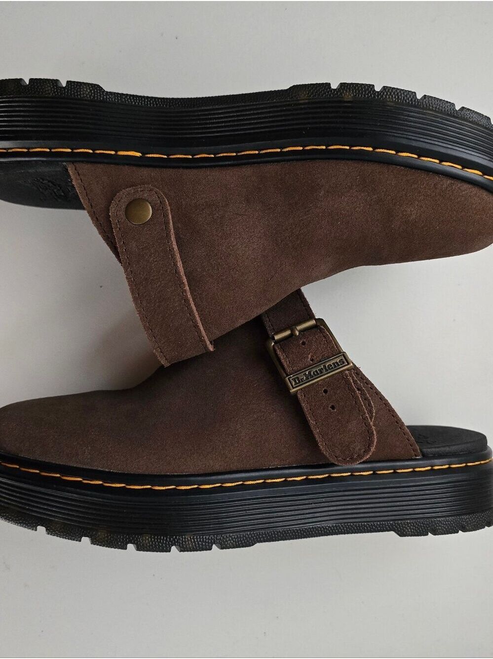 NWOT Dr. Martens Brookline Brown Suede Slingback Mules Clogs Women’s 9 Men’s 8 - Picture 9 of 17
